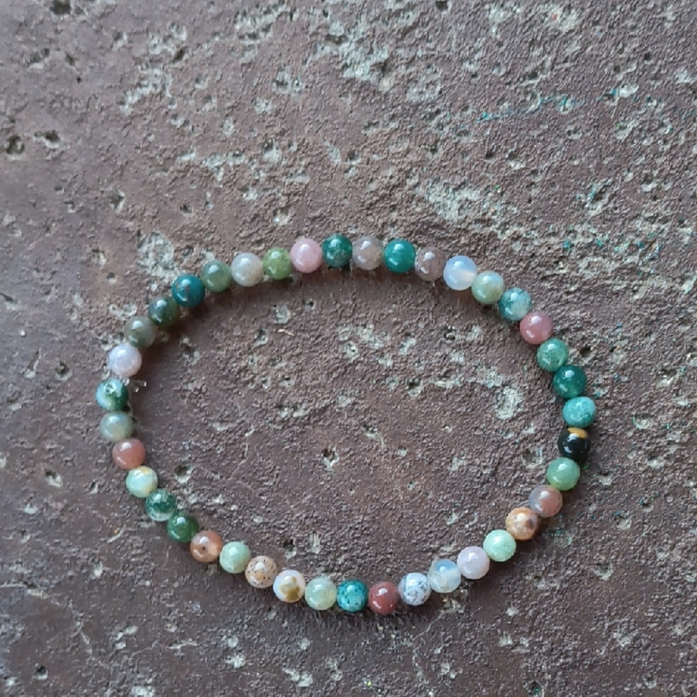 Indian Agate 6 1/2 Multicolor Beaded Bracelet Handmade